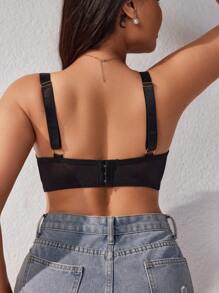 SHEIN 刺绣日常时尚大码文胸和无钢圈文胸内衣