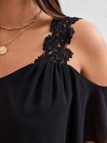 SHEIN Frenchy Frauen Große Größen Sommer T-Shirt, einfarbig mit offenen Schultern für den Lässig look, Kurzarm