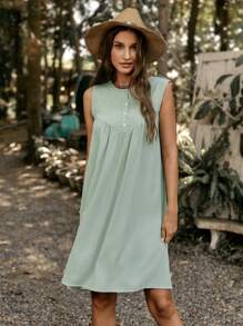 LanaWest Robe sans manches simple et unie pour tous les jours pour dames LanaWest