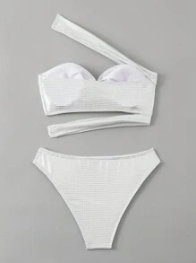 Swim SXY Sequin Decor Bikini Set, Holiday Beach Swimming Suit - White - View 2