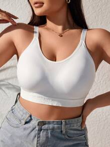2 piezas/Conjunto de sujetador inalámbrico cómodo con diseño transpirable, que sostiene y previene el descolgamiento y el escote lateral, talla grande