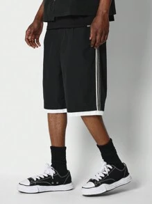 SUMWON Nylon Bermuda Short With Side Stripes - Black - View 2
