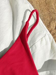 SHEIN Swim 2025 Vrouwen Effen Ruffle Sexy Bikinibroekje Zomer