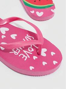 Grefit Woman Shoes Watermelon Printing Vacation Fashion Beach Pink Flip Flops For Summer Vacation Shoes Summer New Year Holiday For Casual Beach Style - Pink - View 4