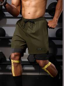 Gym Rark Boyfriend Style Men's Drawstring Waist 2 In 1 Sports Shorts Sweat Pants - Multicolor - View 1