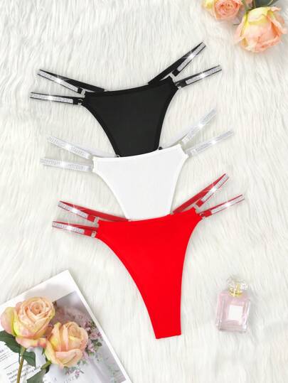 MidnightGlam Plus Size Women's 3pcs Comfortable & Breathable Sexy Underwear Set