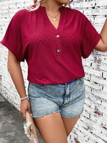 SHEIN LUNE Plus Size Solid Color Summer Casual Short Sleeve T-Shirt