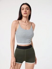 SHEIN Sport Studio Women's Striped Printed Casual Summer Tank Sports Bra Workout Tops