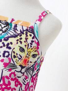 SHEIN Kurtka dżinsowa dla dziewczynki Baby + zestaw sukienek na ramiączkach z nadrukiem, 2 szt - Wielokolorowe - Zobacz 8