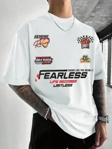 Manfinity LEGND Áo thun nam cổ tròn in hình ô tô dáng rộng vừa vặn - trắng - Xem 1