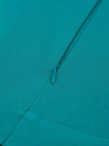 HOMEYEE Plus Striped & Floral Print Cut Out Front Dress - Mint Green - View 5