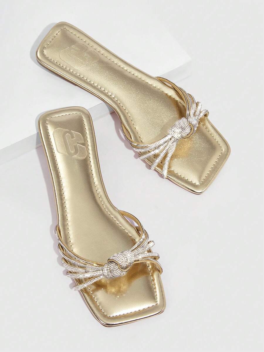 CUCCOO TILAWA Zapatos de mujer con decoración de strass, sandalias deslizantes para vacaciones de verano, rebajas de verano, sandalias elegantes para Halloween, Navidad, otoño