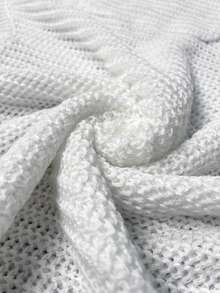 Women's Loose Fit Round Neck Slit Hem Knit Top, Spring/Summer - White - View 4