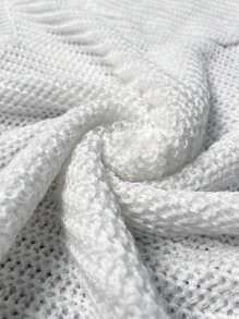 Haut en maille ample pour femmes avec fente à l'ourlet et col rond pour le printemps/été