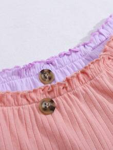 2pcs/Set Fashionable Knitted Solid Color Off-Shoulder Dress For Tween Girls, Leisure Sports Style - Baby Pink - View 5