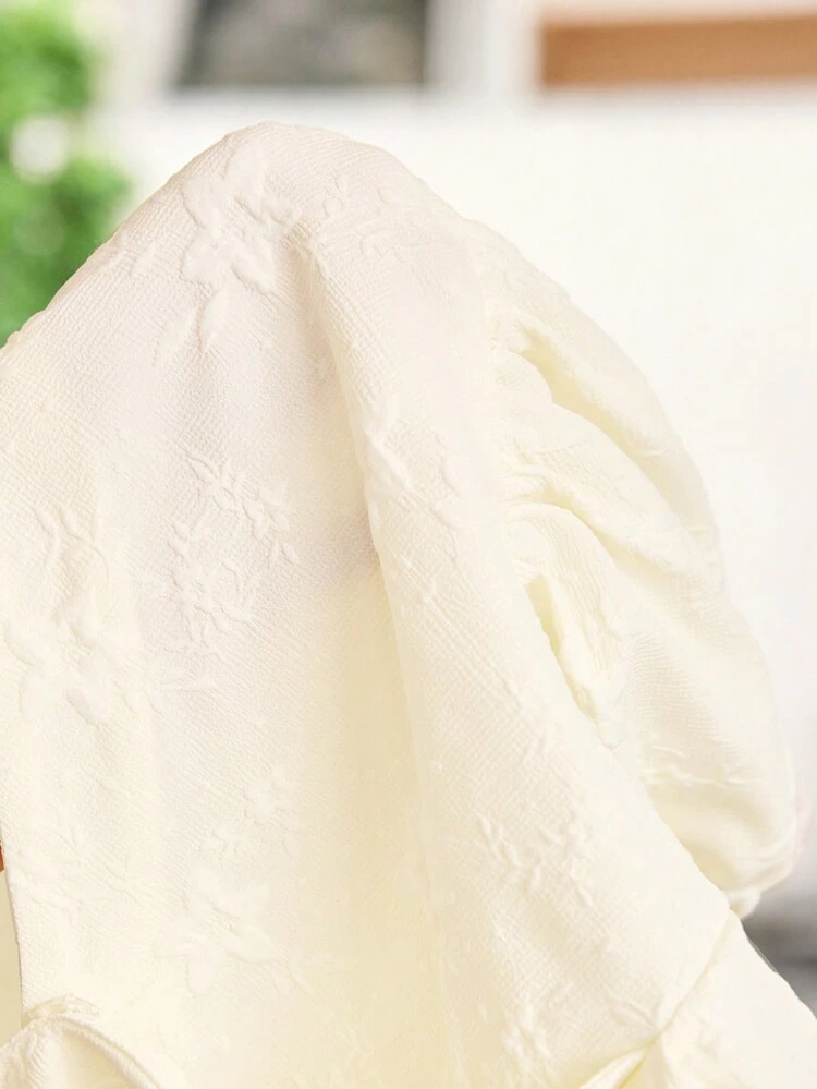 Young Girls' Casual V-Neck Lantern Sleeve High-Low Hem Shirt And Pants Set