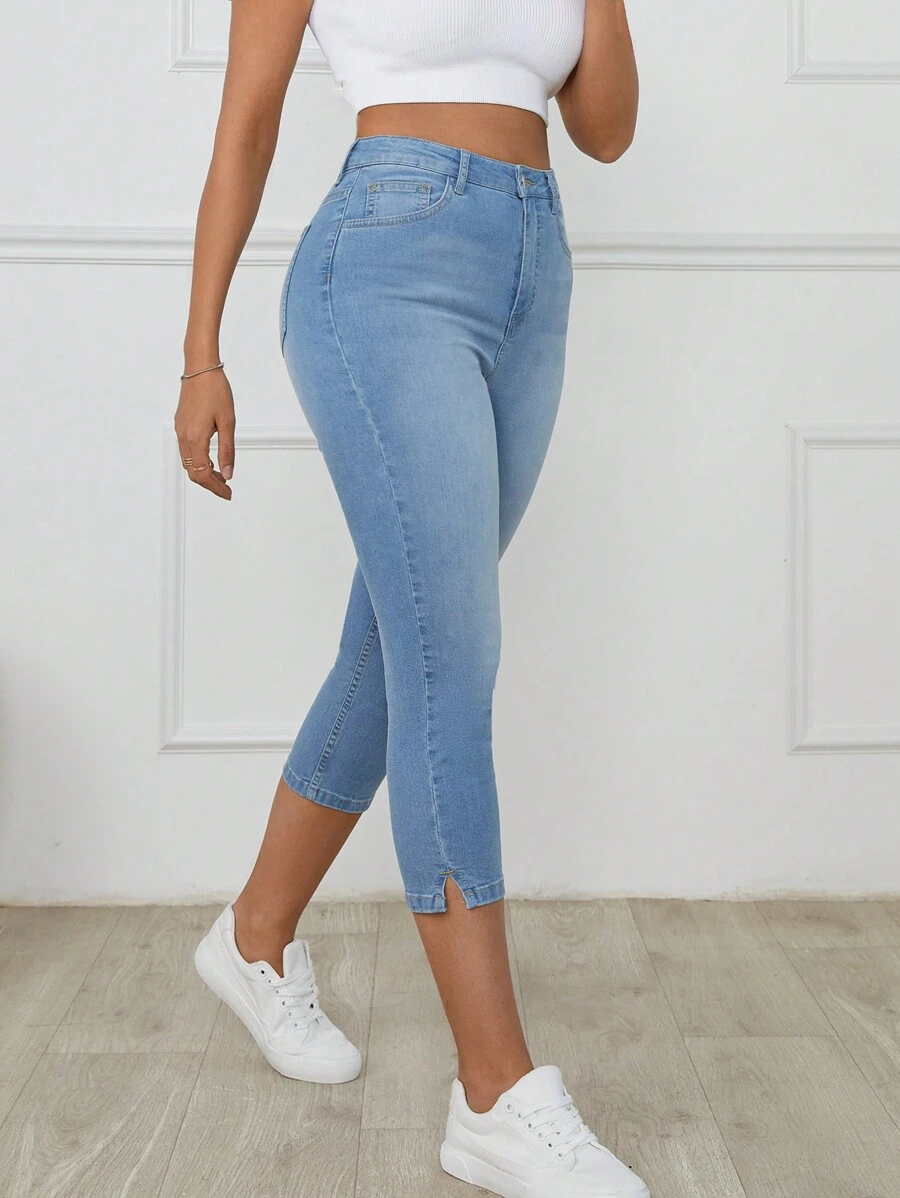 QUẦN JEAN CAPRI SKINNY CO GIÃN CẠP THẤP - Rửa trung bình - Xem 1