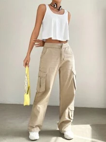 SHEIN EZwear Solid Scoop Neck Tank Top