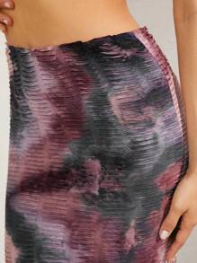 Hauture Falda casual recta con abertura alta y textura degradada