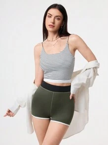 SHEIN Sport Studio Women's Striped Printed Casual Summer Tank Sports Bra Workout Tops