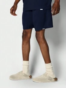 SUMWON Regular Fit Short Sleeve Tee With Short 2 Piece Set - Navy Blue - View 4