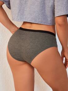 SHEIN Ladies' Fashionable Comfortable Breathable Simple Triangle Panties , 5 Pcs