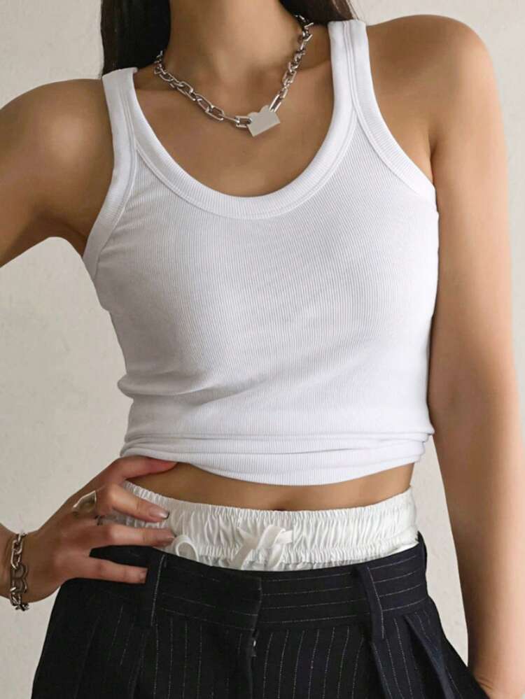 Women's Ribbed Hollow Tank Top, Summer