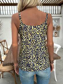 SHEIN LUNE Top de camisola para mujer con estampado de leopardo y correa de cadena - Multicolor - Ver 2