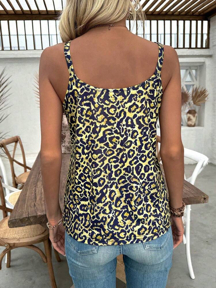 Women's Leopard Print Chain Strap Camisole Top
