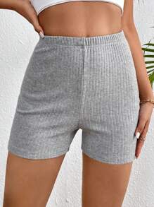 Chiquease Texturierte Damen Cut Out Lässig Shorts für einen sexy Look - Grau - Übersicht 2