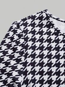 SHEIN Unity Houndstooth Print Bodycon Long Sleeve Dress - Multicolor - View 5