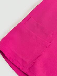 TaskEZ 女士夏季休閒實色短袖擦布上衣，帶有三個口袋和V領，啞光面