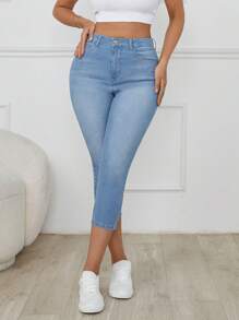 QUẦN JEAN CAPRI SKINNY CO GIÃN CẠP THẤP - Rửa trung bình - Xem 4
