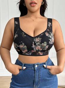 Mesh Plus Size Bralette Wireless (1pc) - Multicolor - View 1