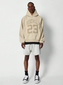 Sudadera con capucha con aplicación de Londres y número - Caqui - Ver 4