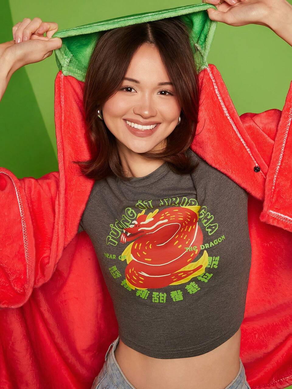 Artist Red Rooster Slogan Printed Wearable Blanket, Holiday
