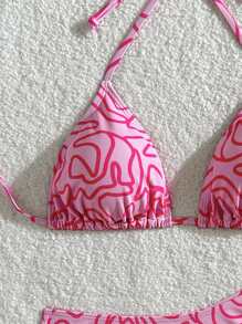 Swim Mod Bộ Bikini Dây Cổ In Sọc Gợi Cảm Cho Nữ, Trang Phục Đi Biển Mùa Hè, In Ngẫu Nhiên - Nhiều màu - Xem 3
