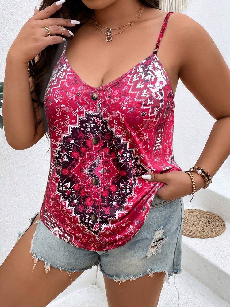 Plus Size Women's Bohemian Style Summer Camisole Top