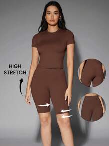 Silquee Quần tất nữ màu trơn Giải trí - Cà phê nâu - Xem 2