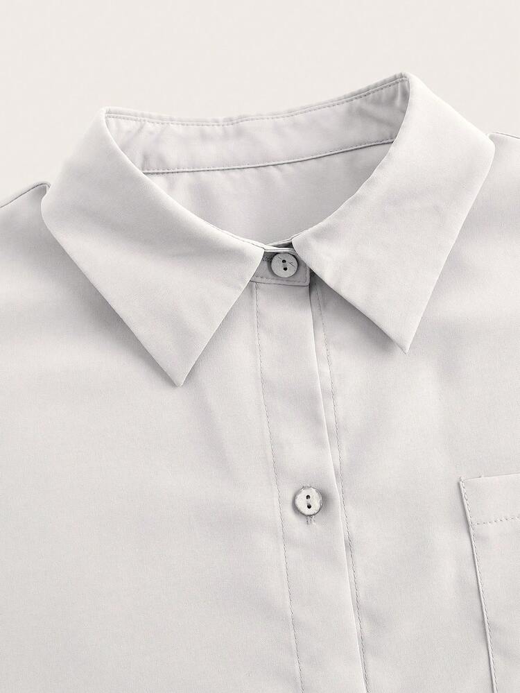 Ladies' Solid Color Single Breasted Simple Casual Summer Shirt