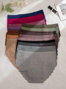 21pcs Set Plus Size Seamless Triangle Panties With Wavy Edge, Leisure Series - Multicolor - View 2