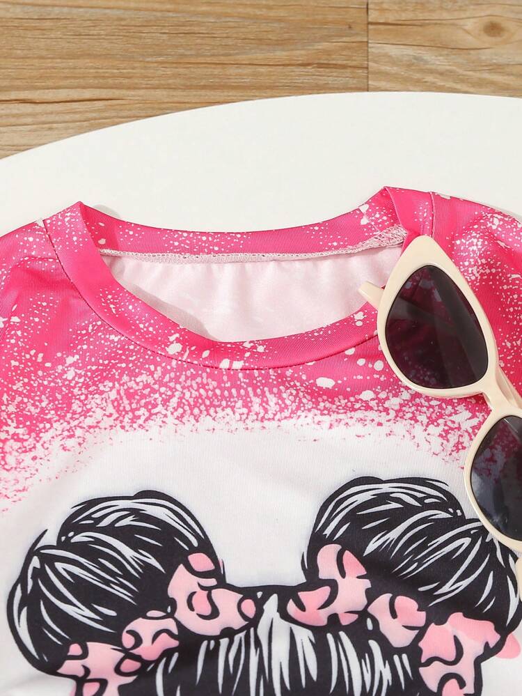 Tween Girl Fashionable Printed Casual & Simple 2pcs Outfit