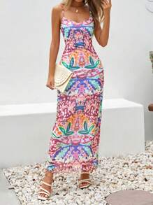 EURMUSE Flower Printed Mesh Dress - Multicolor - View 7