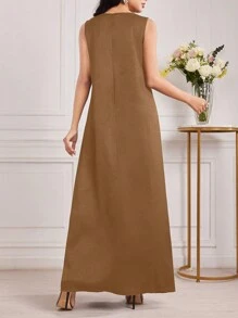 Al Najma Váy Ả Rập - Màu Khaki - Xem 2