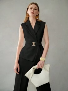 MOTF PREMIUM 實心尖領束腰馬甲 - 黑色 - 查看 4