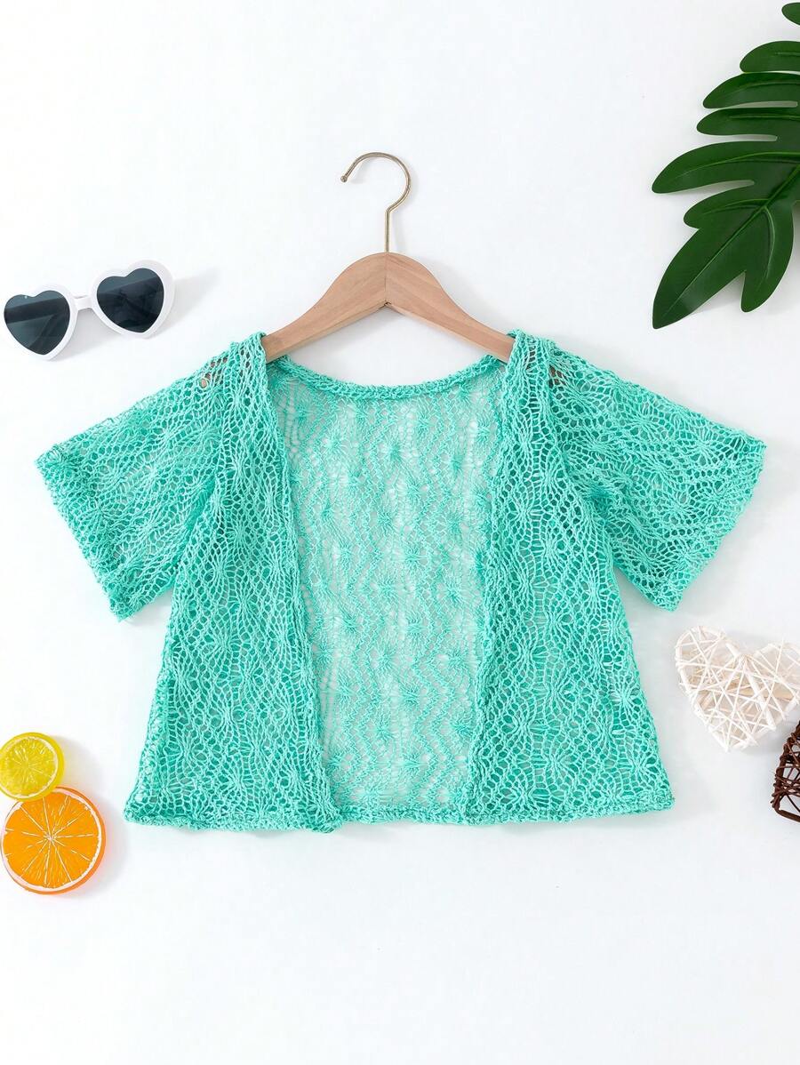 Young Girl Fashion Summer Holiday Style Solid Color Knitted Cardigan - Multicolor - View 1