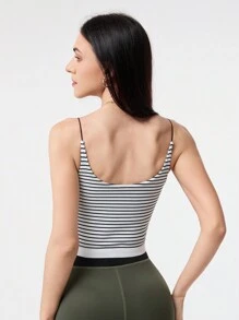 SHEIN Sport Studio Women's Striped Printed Casual Summer Tank Sports Bra Workout Tops