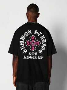 SUMWON Áo thun in họa tiết ở lưng để mặc hàng ngày - màu đen - Xem 1