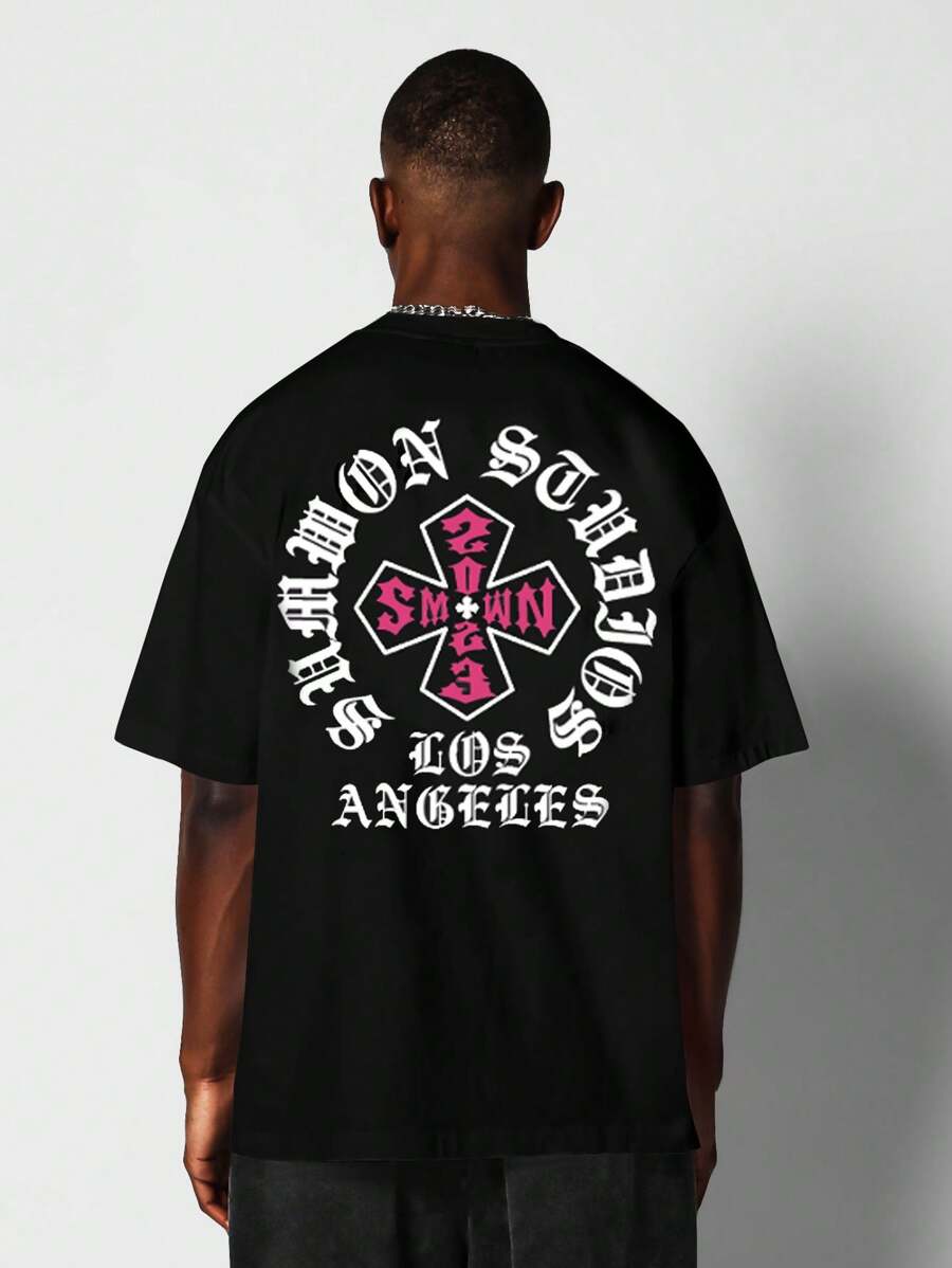 SUMWON Áo thun in họa tiết ở lưng để mặc hàng ngày - màu đen - Xem 1