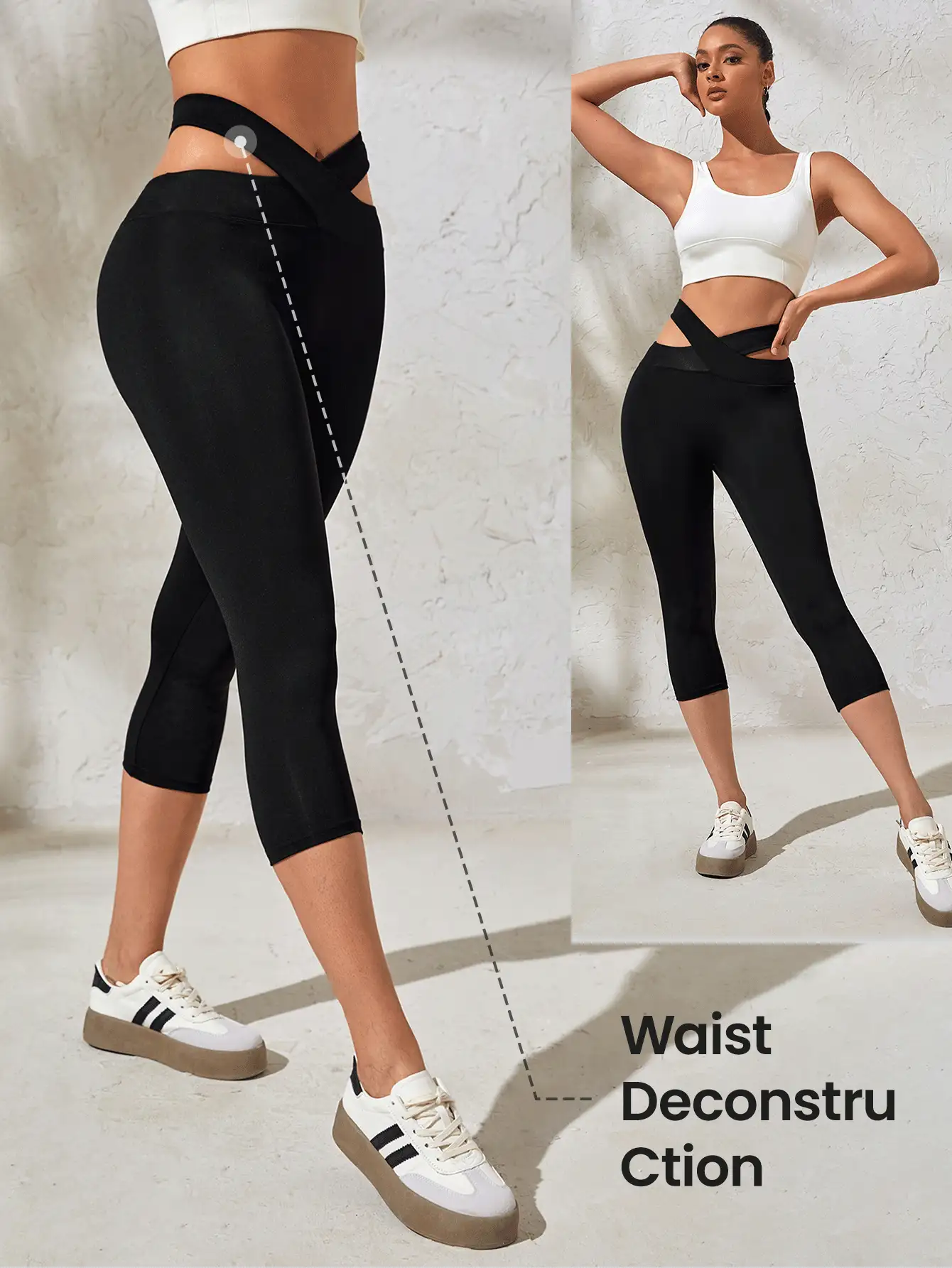 Yoga Capri Leggings, Street Style, Crossed Waist, Sexy, Casual, Fashionable